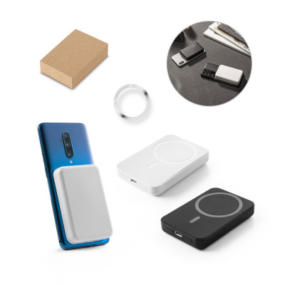 AMPERE 5. Power bank magnética 5'000 mAh com carregador wireless super rápido 15W em ABS reciclado (100 rABS)